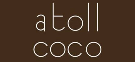 Logo of 'atoll coco' on a brown background